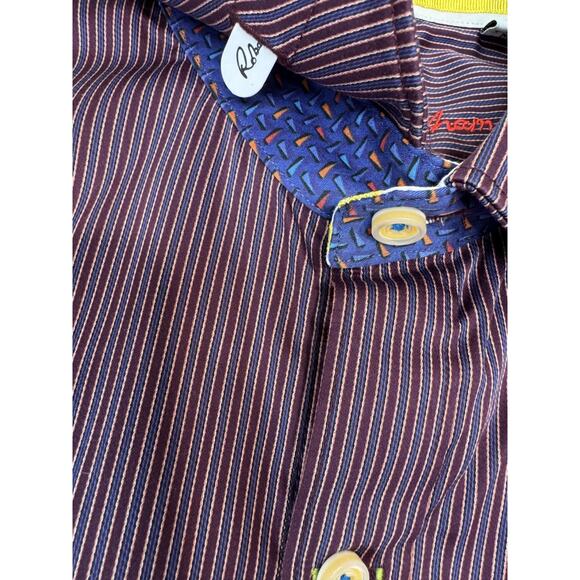 Robert Graham X Collection Garrott Purple Stripes Contrast Cuffs Collar Medium - Picture 11 of 13